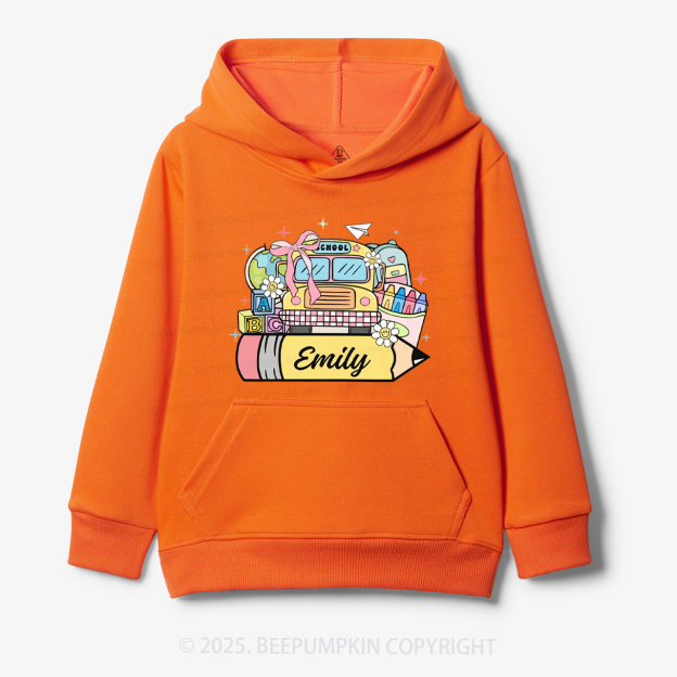 Personalized Kid Name School Bus Kid's Hoodies Beepumpkin