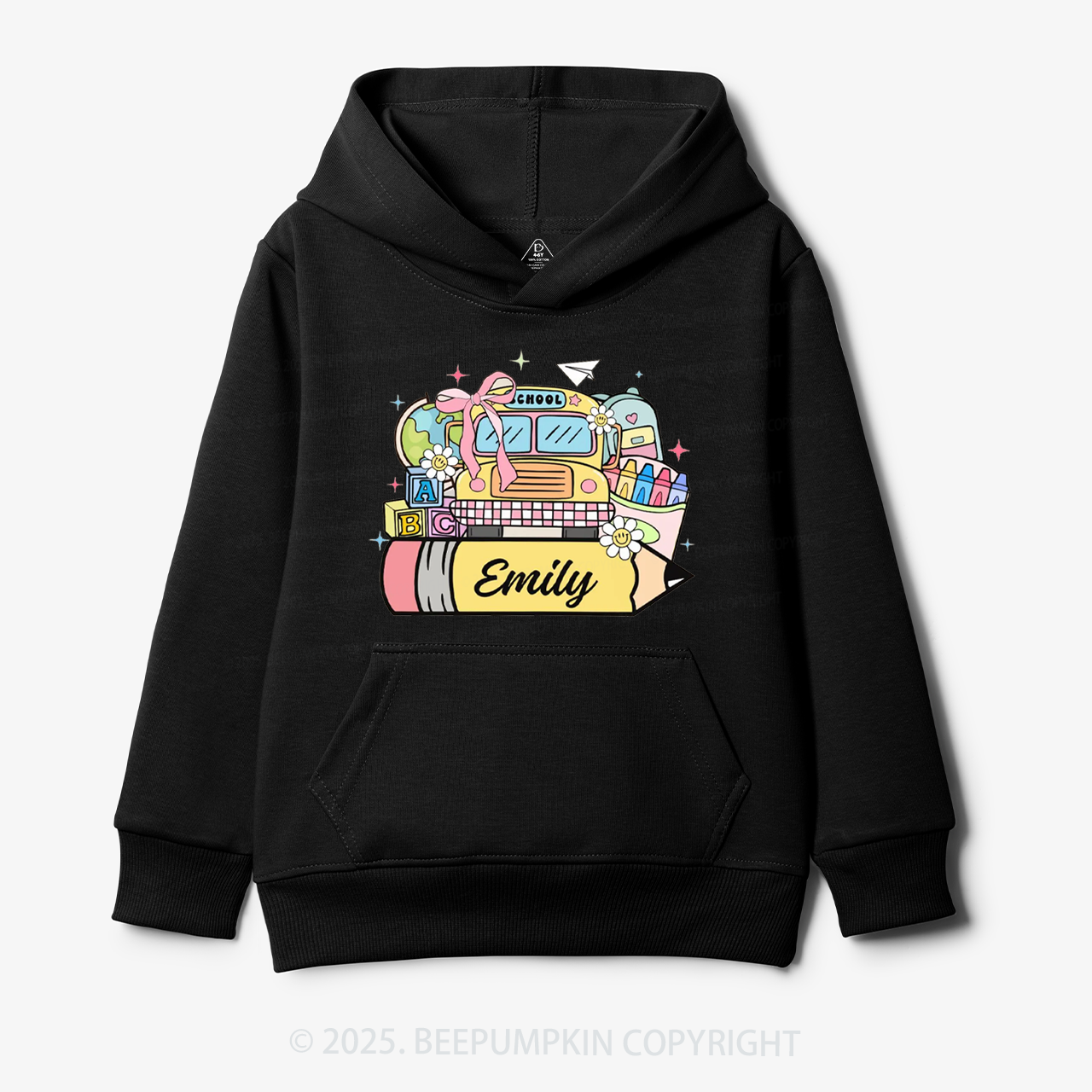 Personalized Kid Name School Bus Kid's Hoodies Beepumpkin