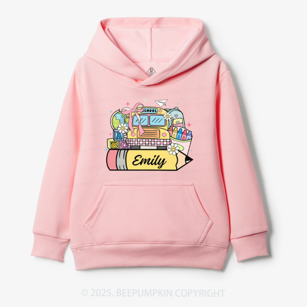Personalized Kid Name School Bus Kid's Hoodies Beepumpkin