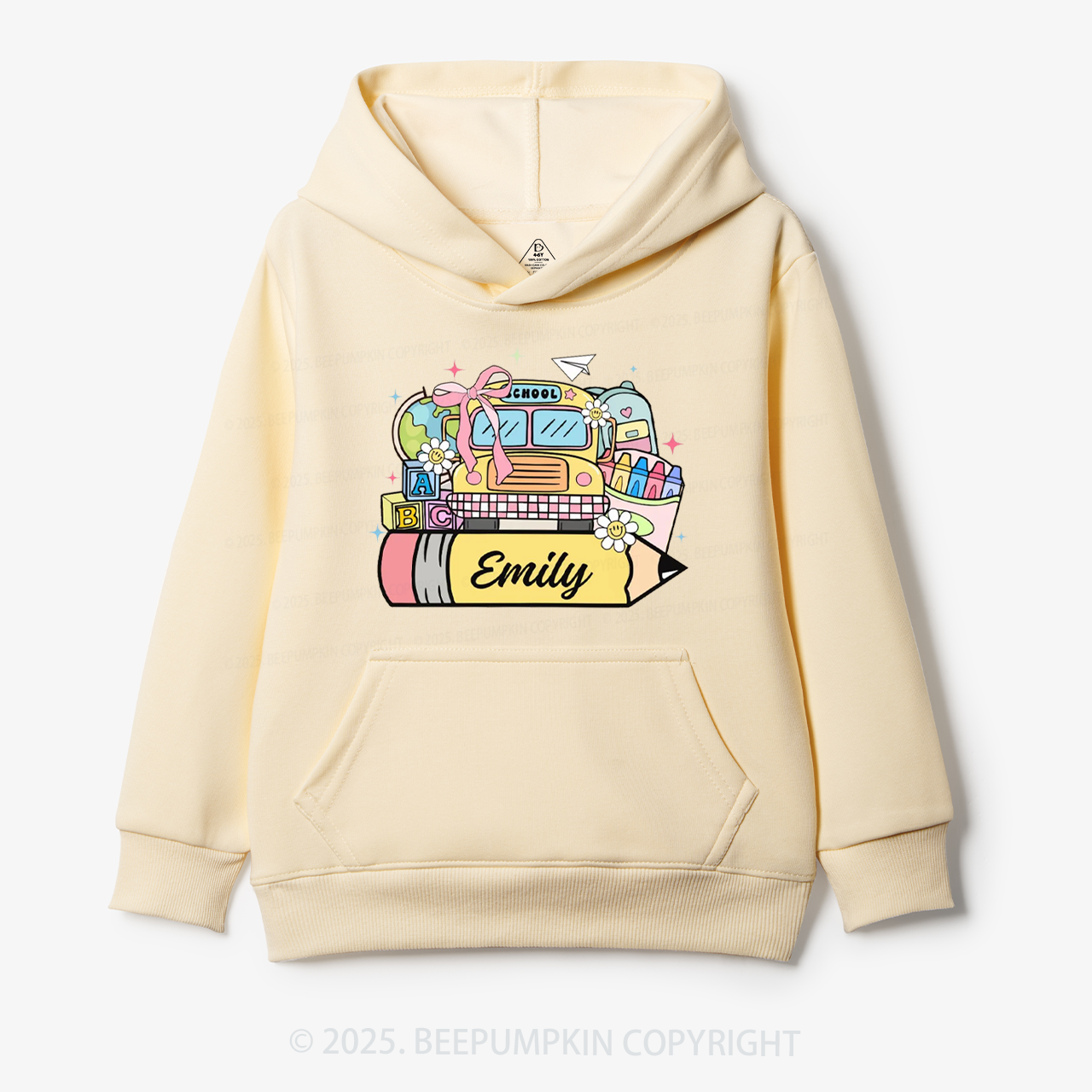 Personalized Kid Name School Bus Kid's Hoodies Beepumpkin