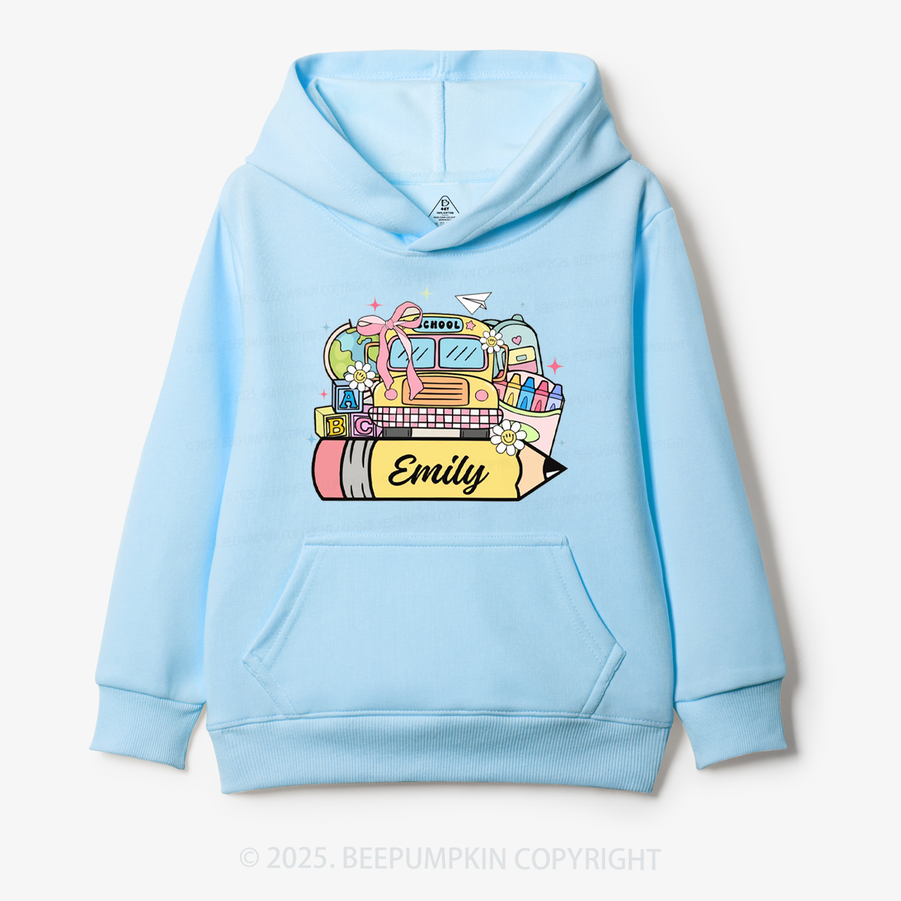 Personalized Kid Name School Bus Kid's Hoodies Beepumpkin
