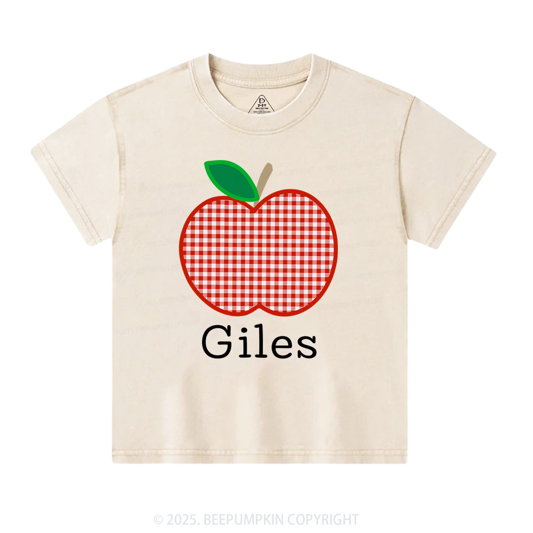 Personalized Red Apple Toddler&Kids Washed Tees