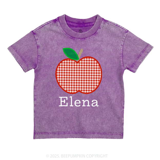 Personalized Red Apple Toddler&Kids Washed Tees