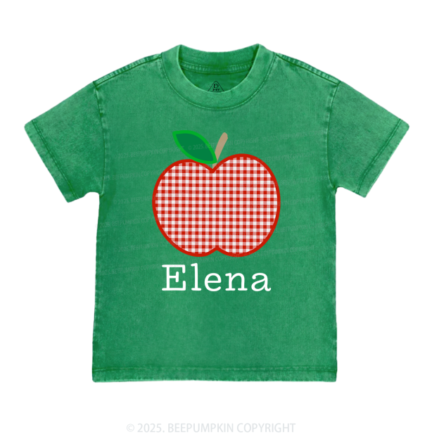 Personalized Red Apple Toddler&Kids Washed Tees