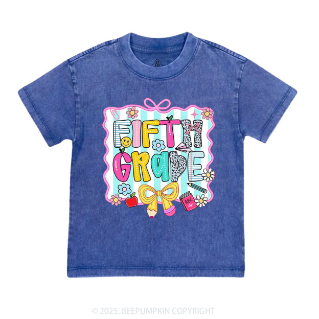 Personalized Happy School Vibes Toddler&Kids Washed Tees