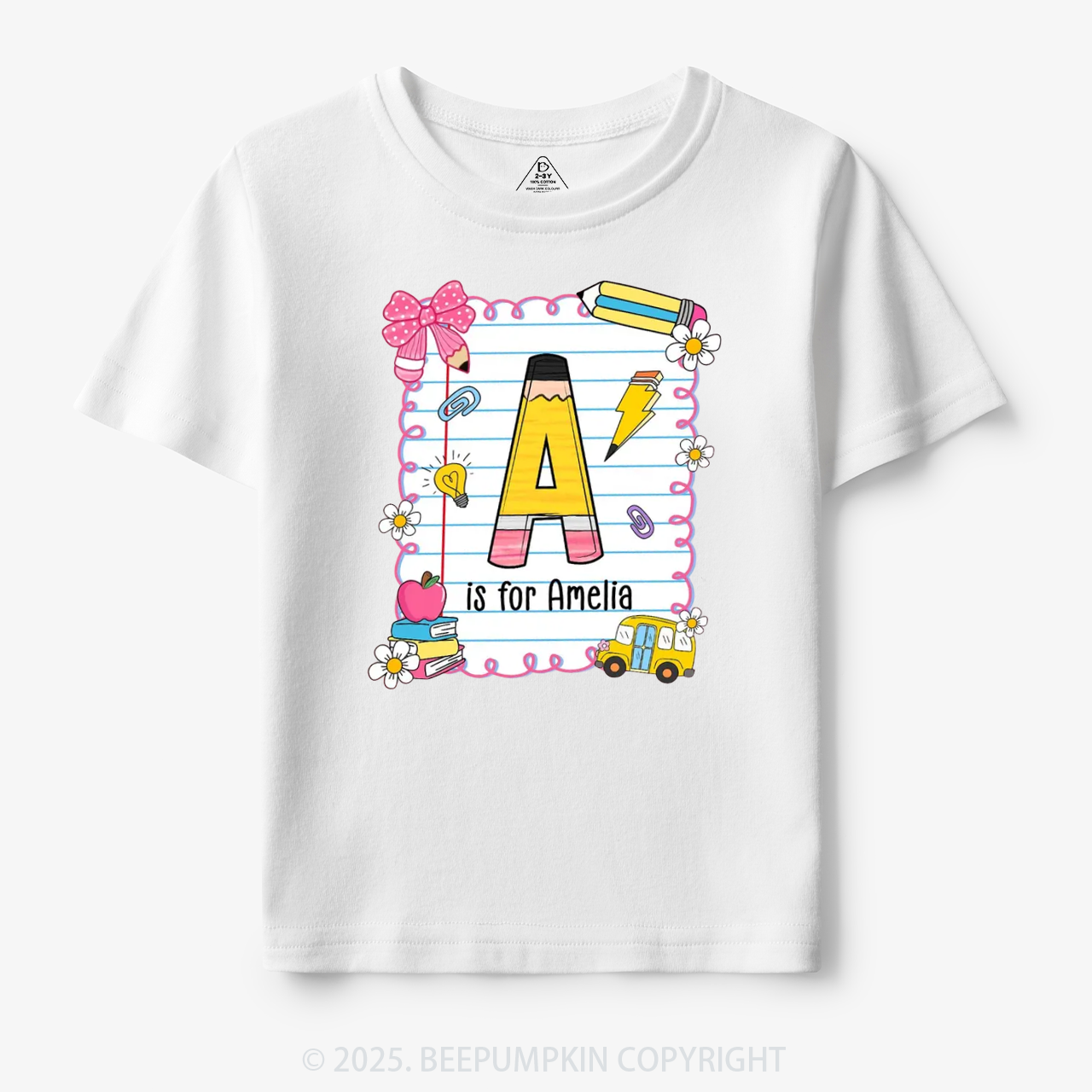 Personalized Alphabet Pencil Name Toddler&Kid's Tees Beepumpkin