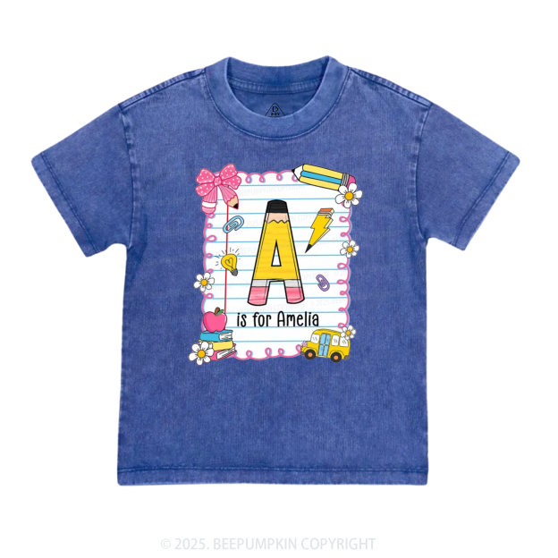 Personalized Alphabet Pencil Name Toddler&Kids Washed Tees