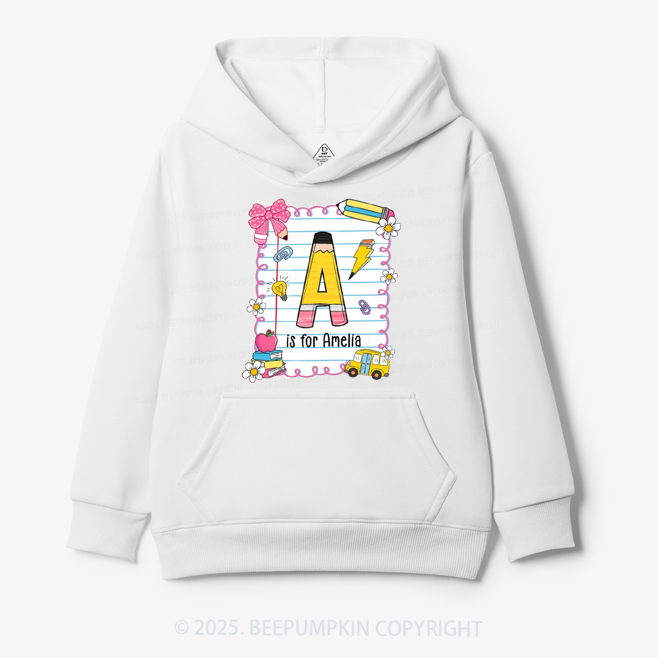 Personalized Alphabet Pencil Name Kid's Hoodies Beepumpkin