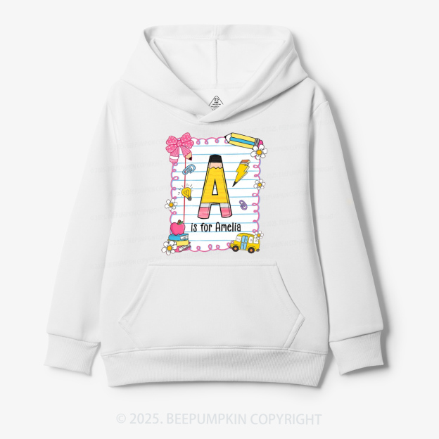 Personalized Alphabet Pencil Name Kid's Hoodies Beepumpkin