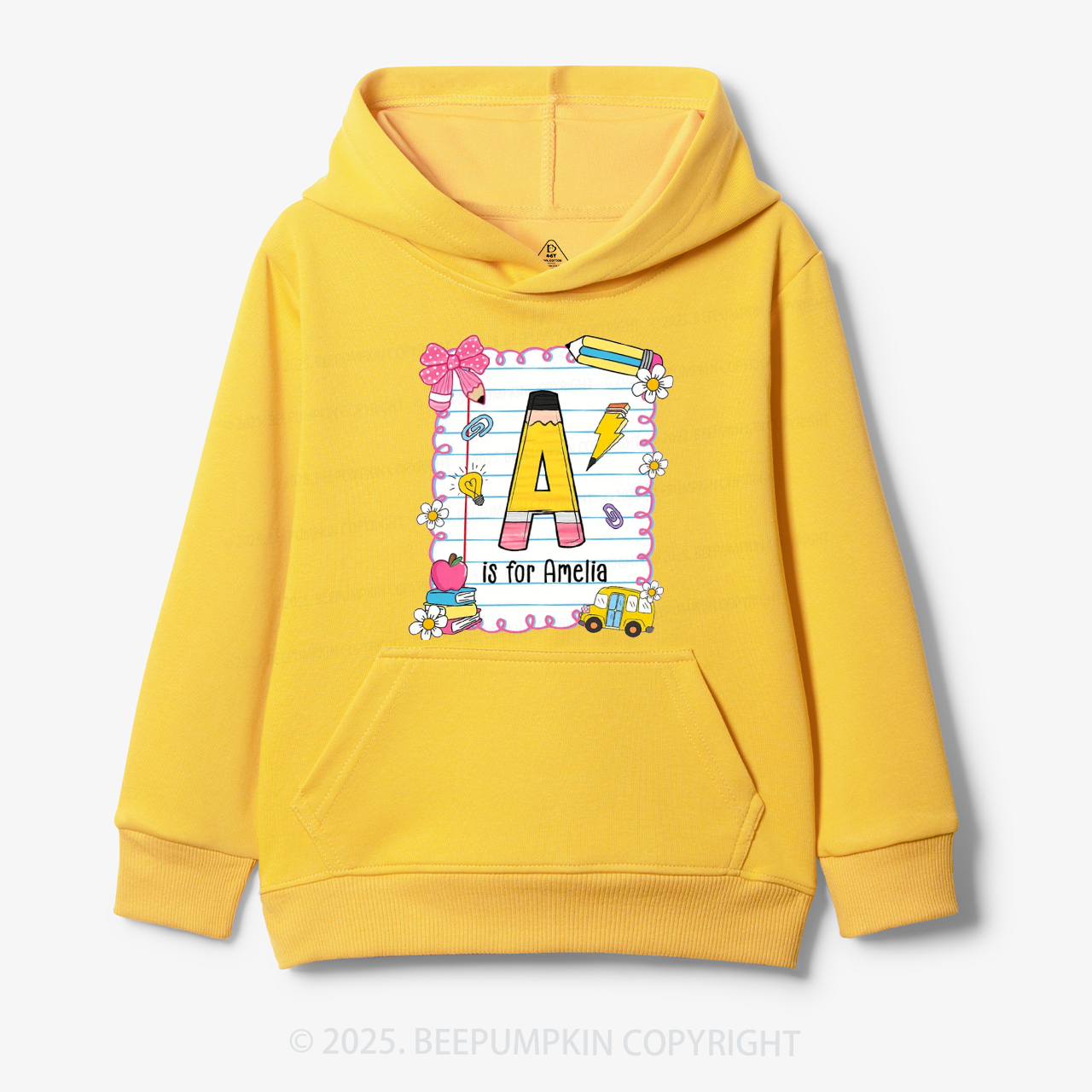 Personalized Alphabet Pencil Name Kid's Hoodies Beepumpkin