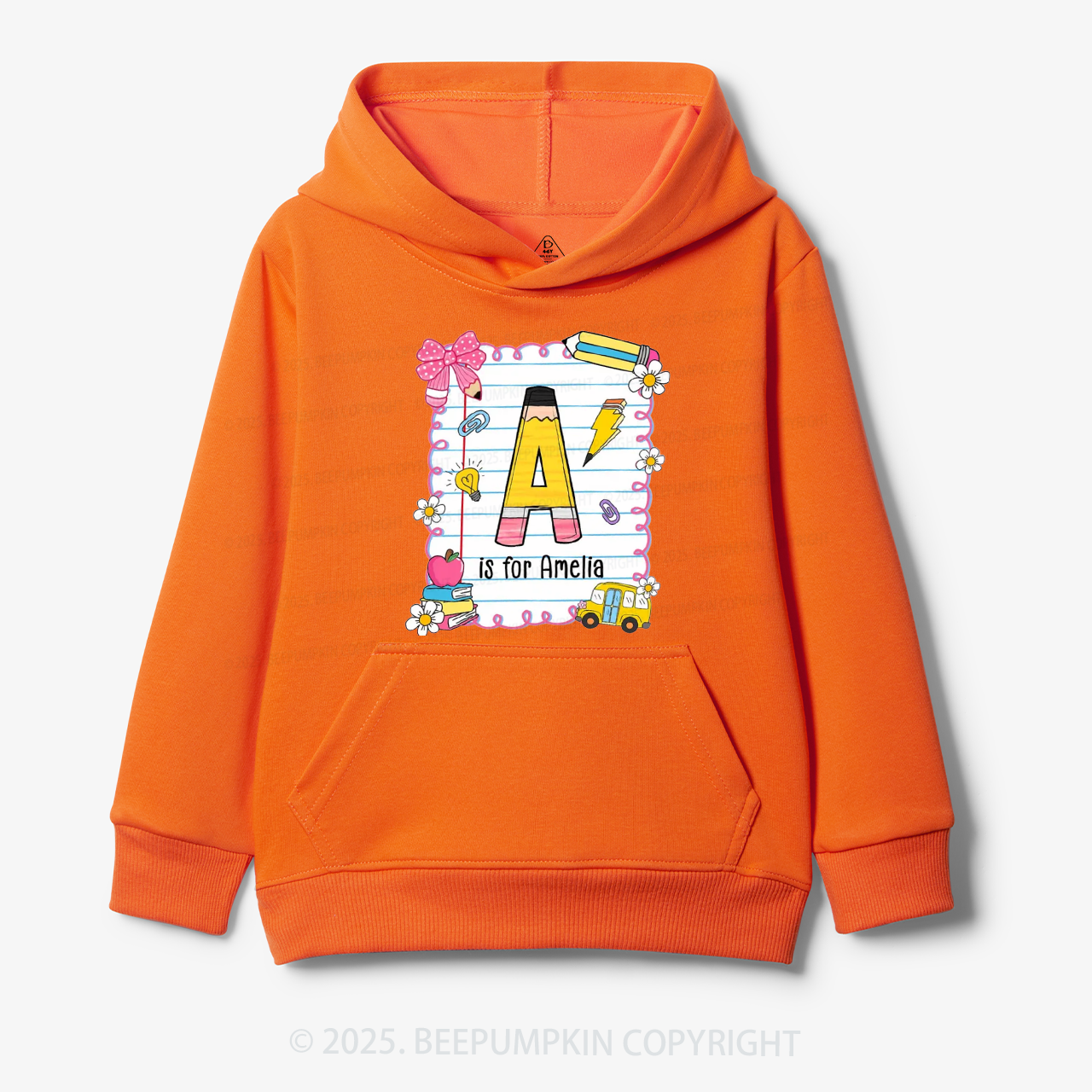 Personalized Alphabet Pencil Name Kid's Hoodies Beepumpkin