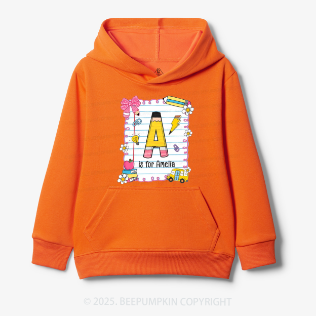 Personalized Alphabet Pencil Name Kid's Hoodies Beepumpkin