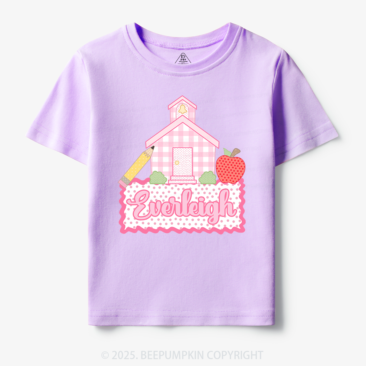 Personalized Pink Schoolhouse Toddler&Kid's Tees Beepumpkin
