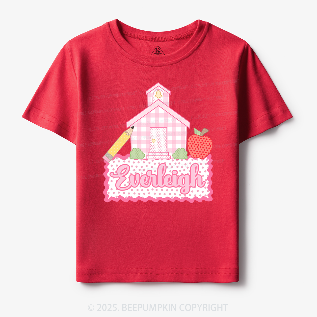 Personalized Pink Schoolhouse Toddler&Kid's Tees Beepumpkin