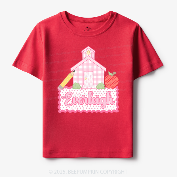 Personalized Pink Schoolhouse Toddler&Kid's Tees Beepumpkin