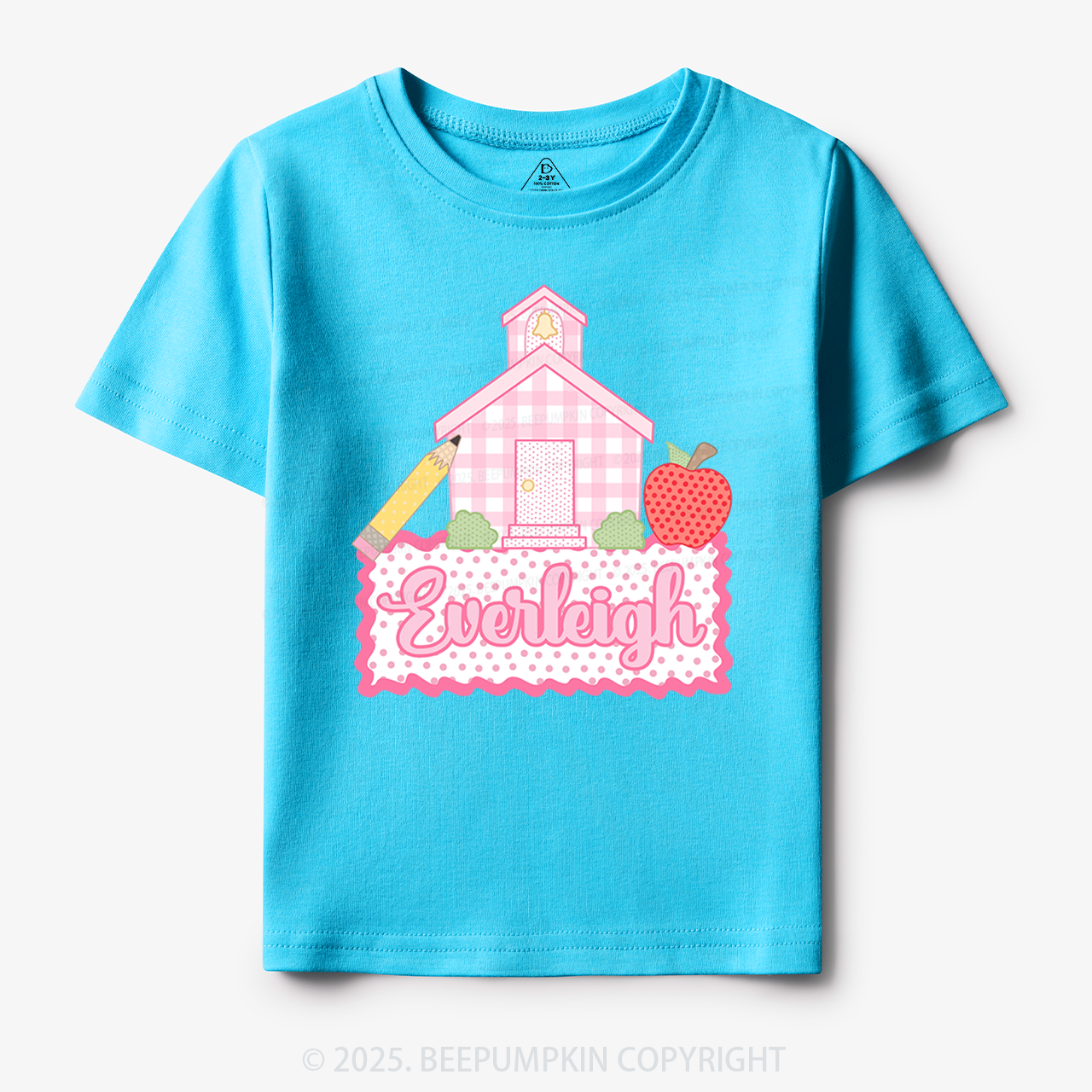 Personalized Pink Schoolhouse Toddler&Kid's Tees Beepumpkin