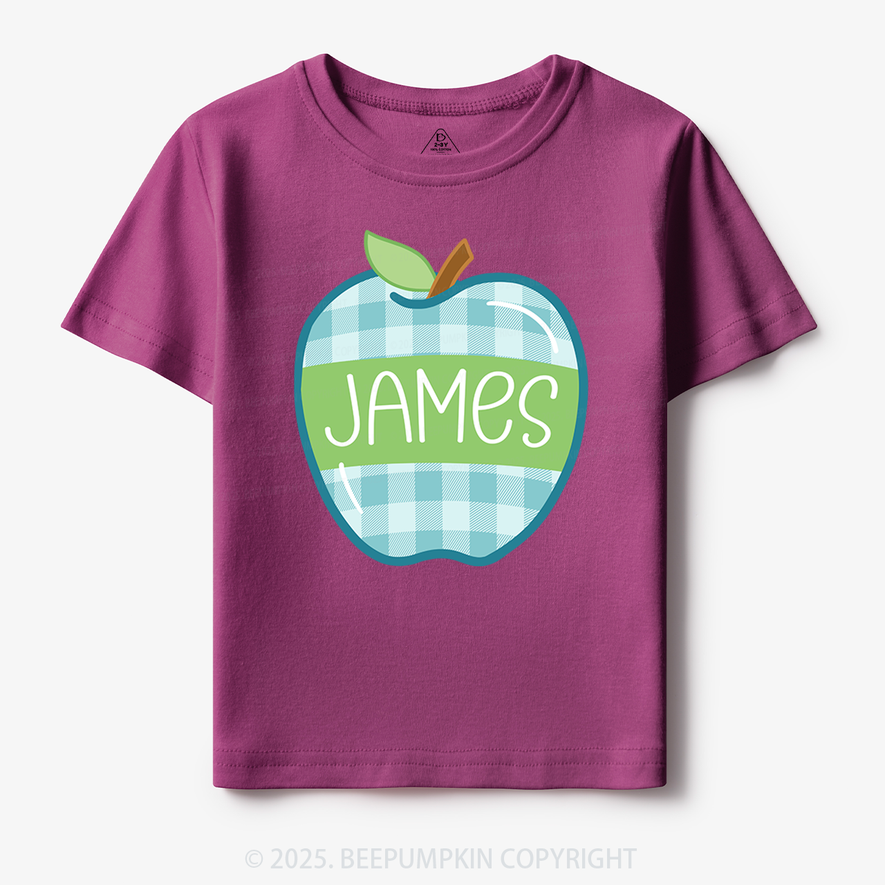 Personalized Plaid Apple Series Toddler&Kid's Tees Beepumpkin