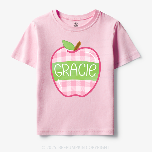 Personalized Plaid Apple Series Toddler&Kid's Tees Beepumpkin