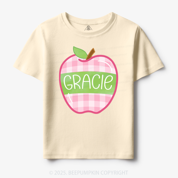 Personalized Plaid Apple Series Toddler&Kid's Tees Beepumpkin