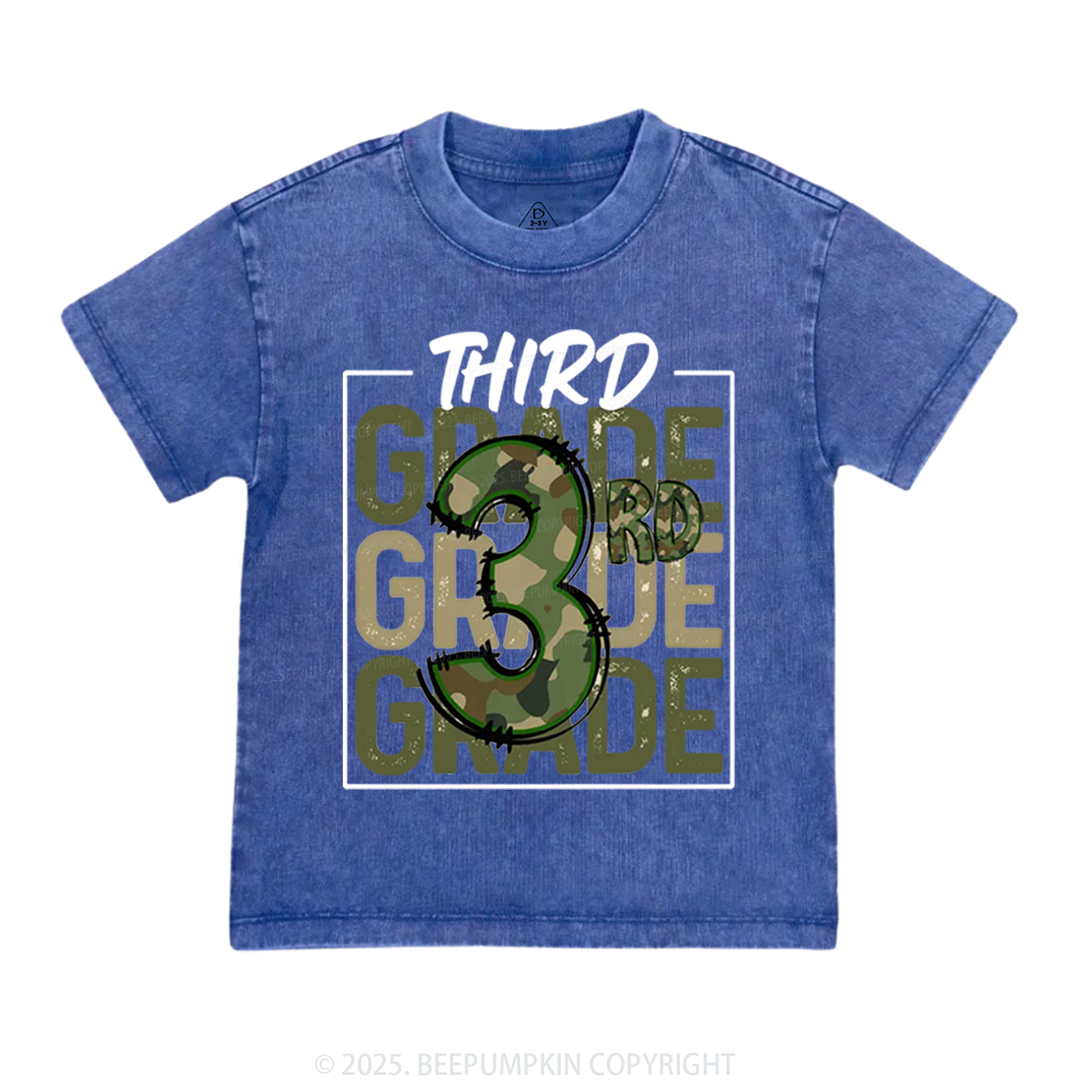 Personalized Camo Back to School Toddler&Kids Washed Tees