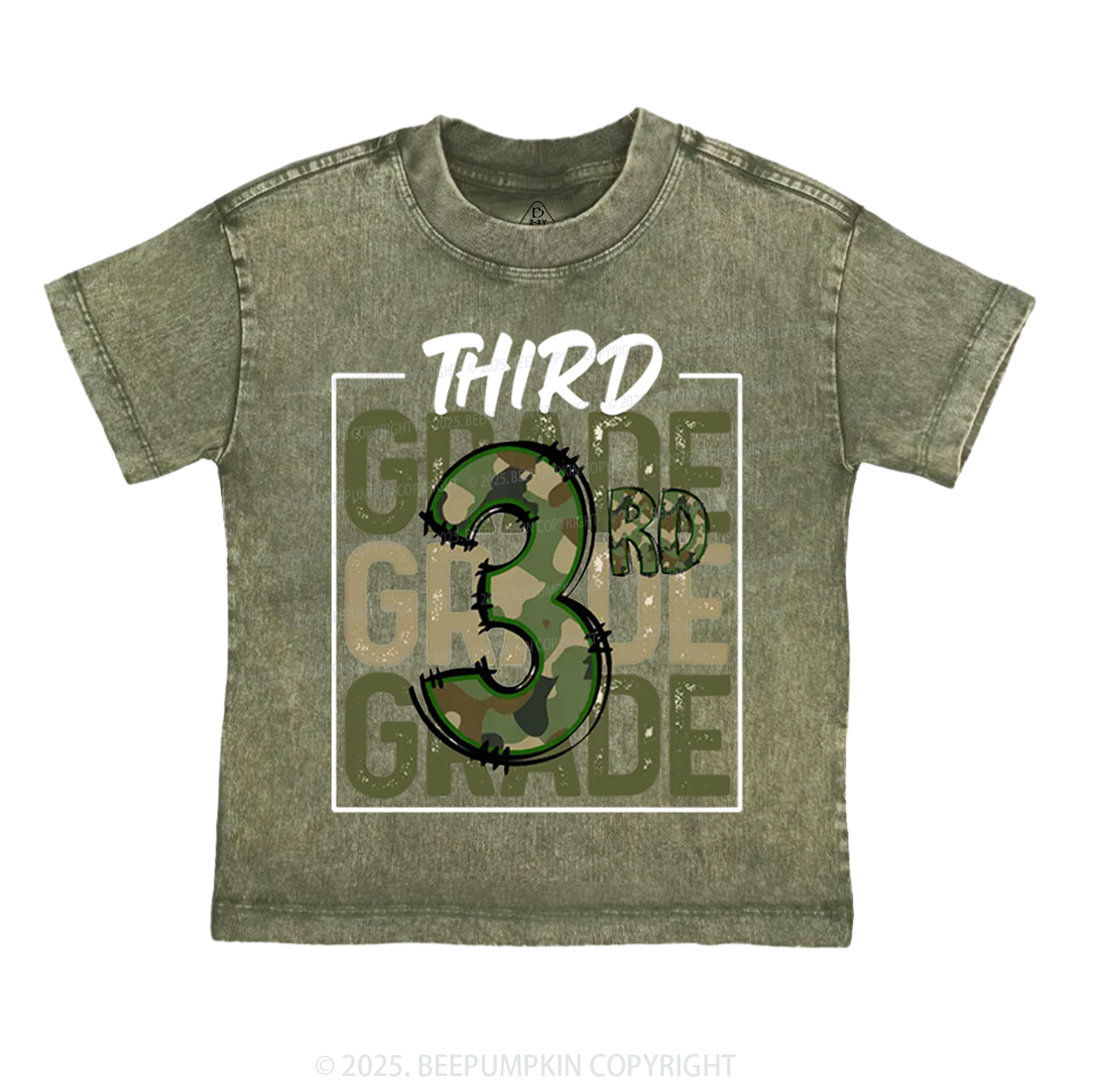 Personalized Camo Back to School Toddler&Kids Washed Tees