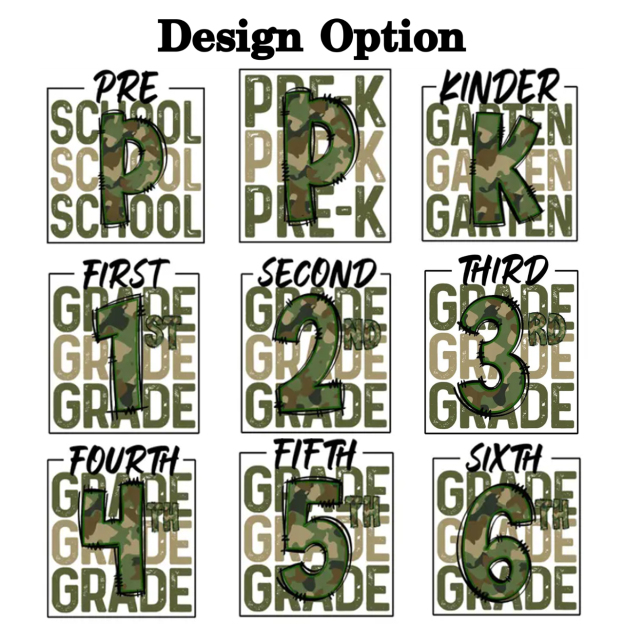 Personalized Camo Back to School Toddler&Kids Washed Tees