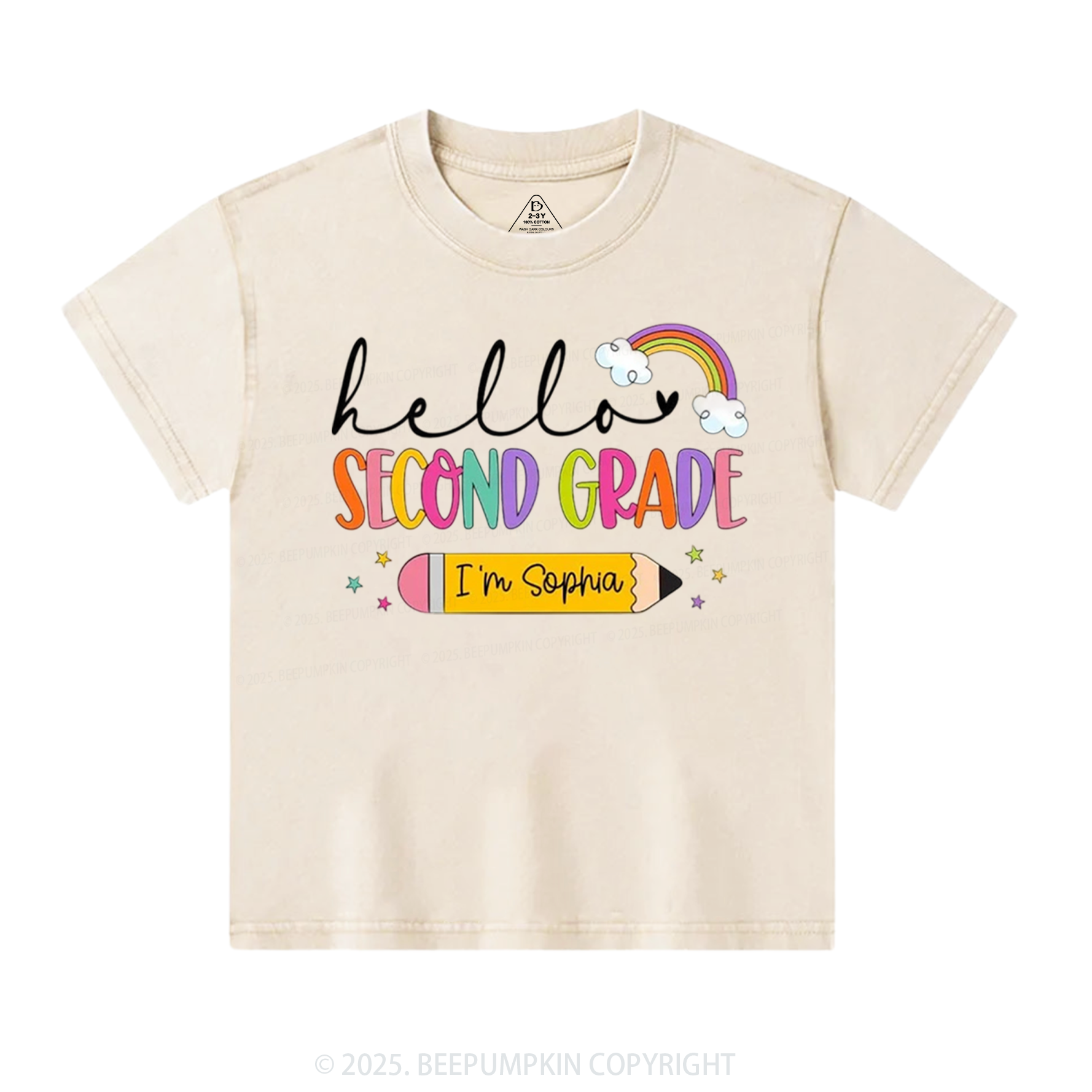 Personalized Hello Back To School Toddler&Kids Washed Tees