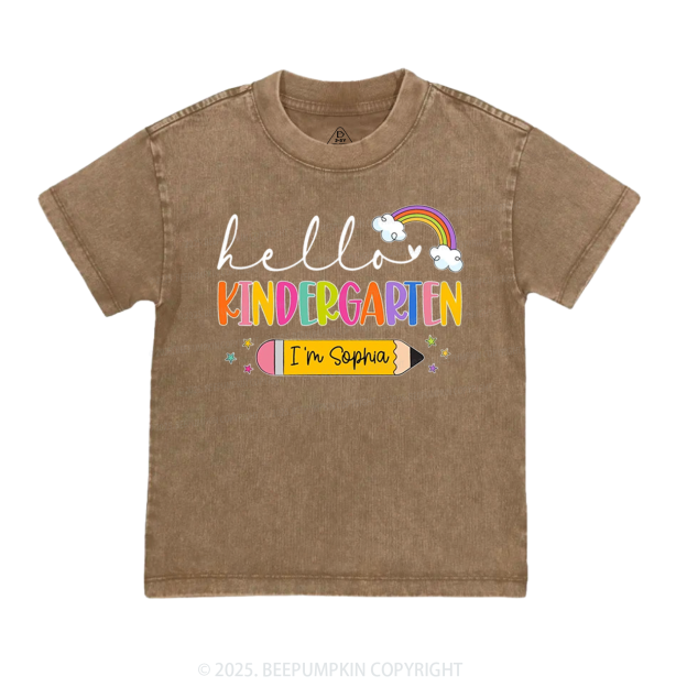 Personalized Hello Back To School Toddler&Kids Washed Tees