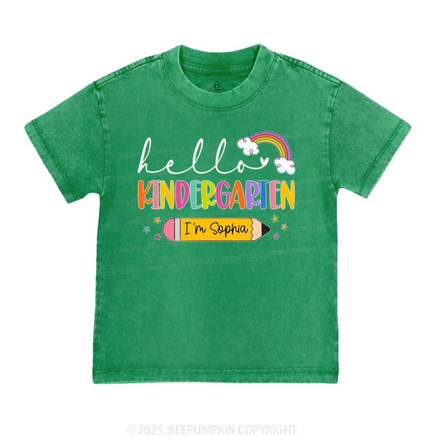 Personalized Hello Back To School Toddler&Kids Washed Tees