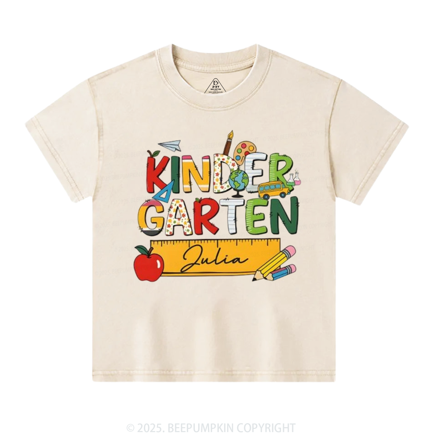 Personalized Kindergarten Name Toddler&Kids Washed Tees