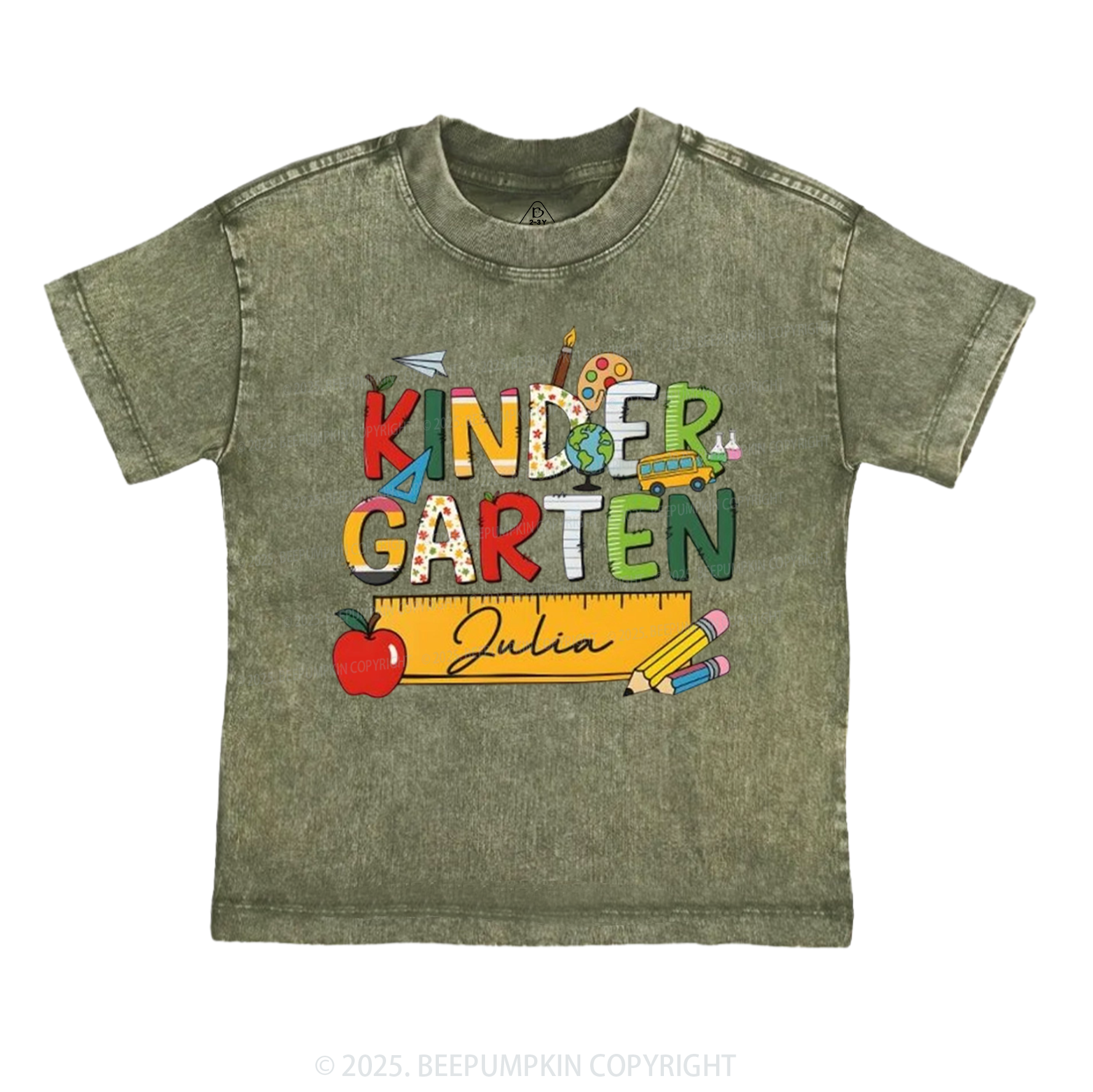 Personalized Kindergarten Name Toddler&Kids Washed Tees