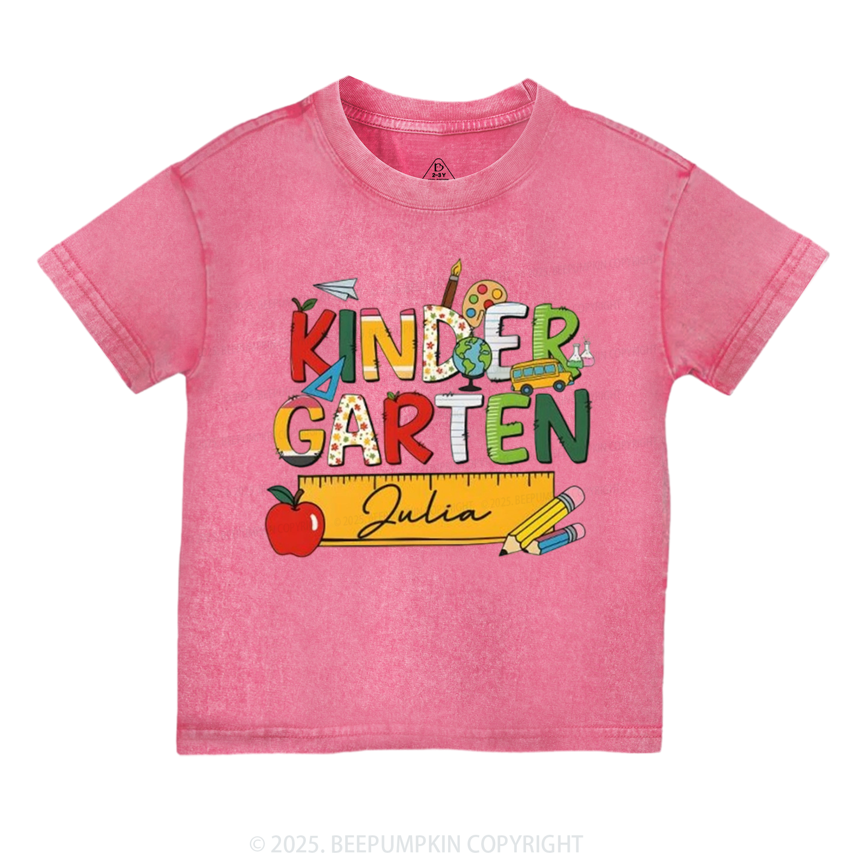Personalized Kindergarten Name Toddler&Kids Washed Tees