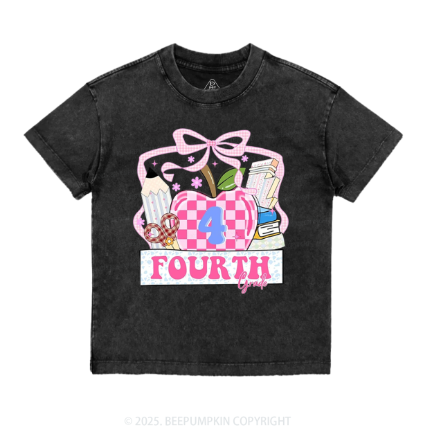 Personalized Checkered Apple Days Toddler&Kids Washed Tees
