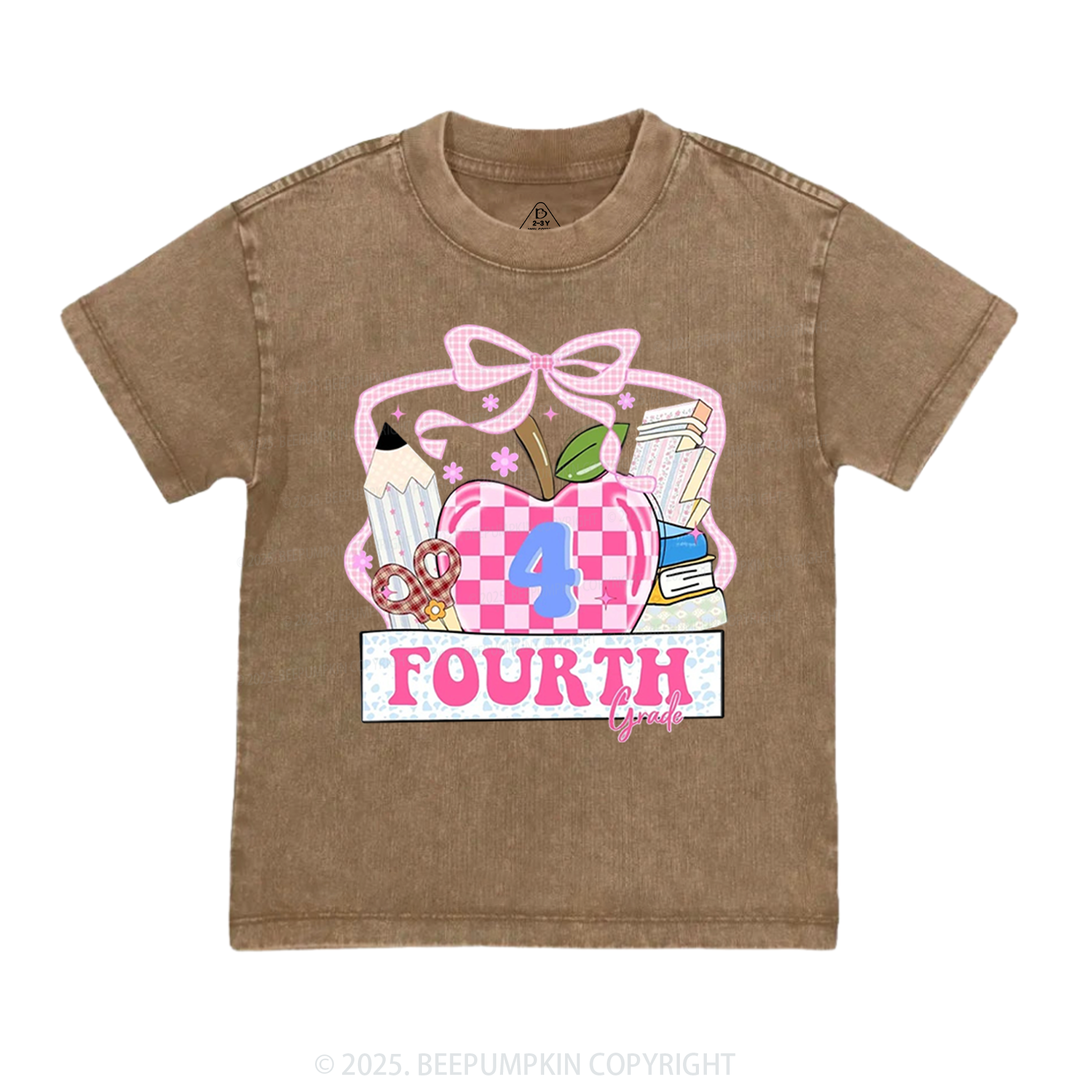 Personalized Checkered Apple Days Toddler&Kids Washed Tees