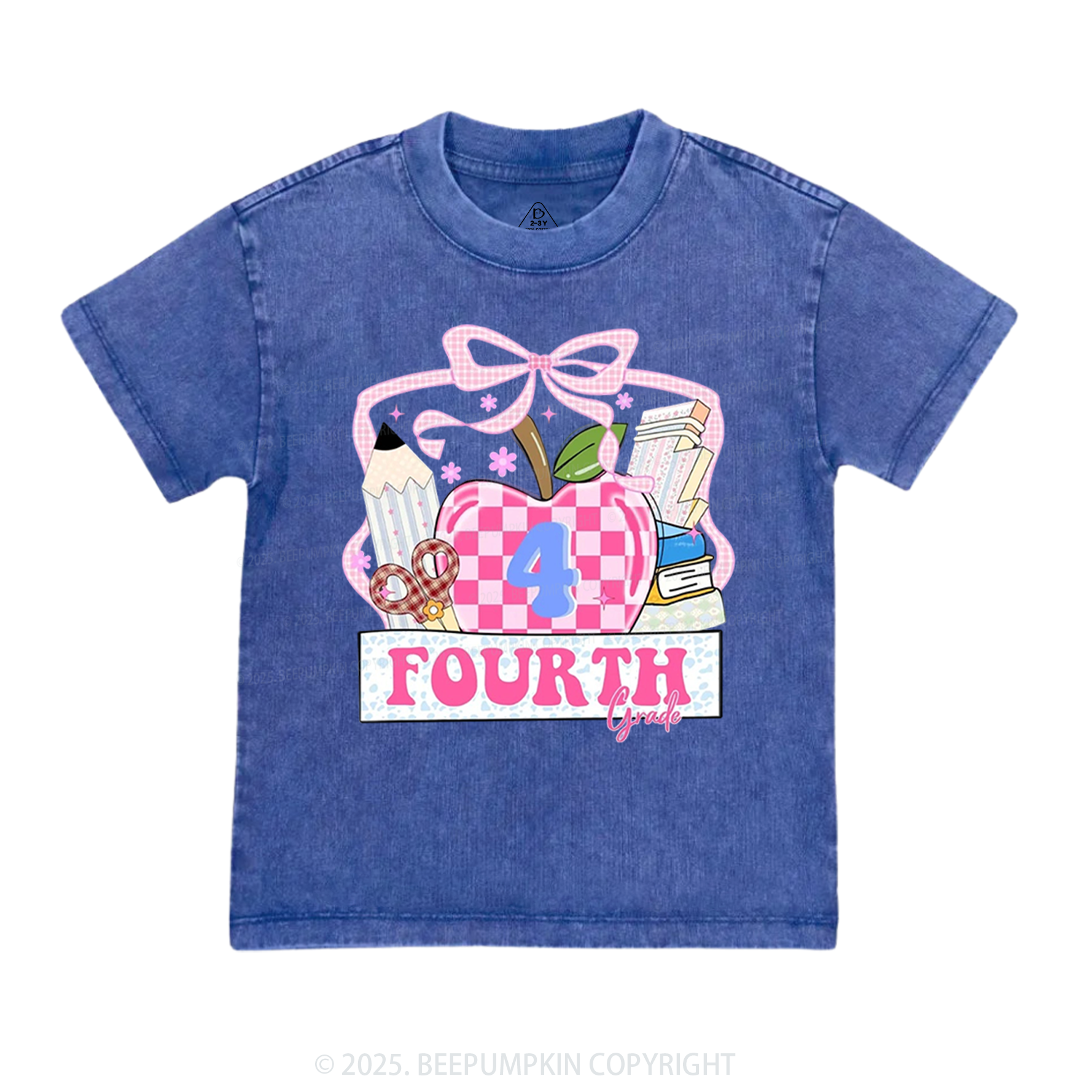 Personalized Checkered Apple Days Toddler&Kids Washed Tees