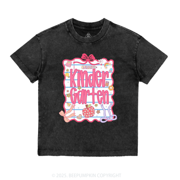 Personalized Pink Bow Grade Toddler&Kids Washed Tees