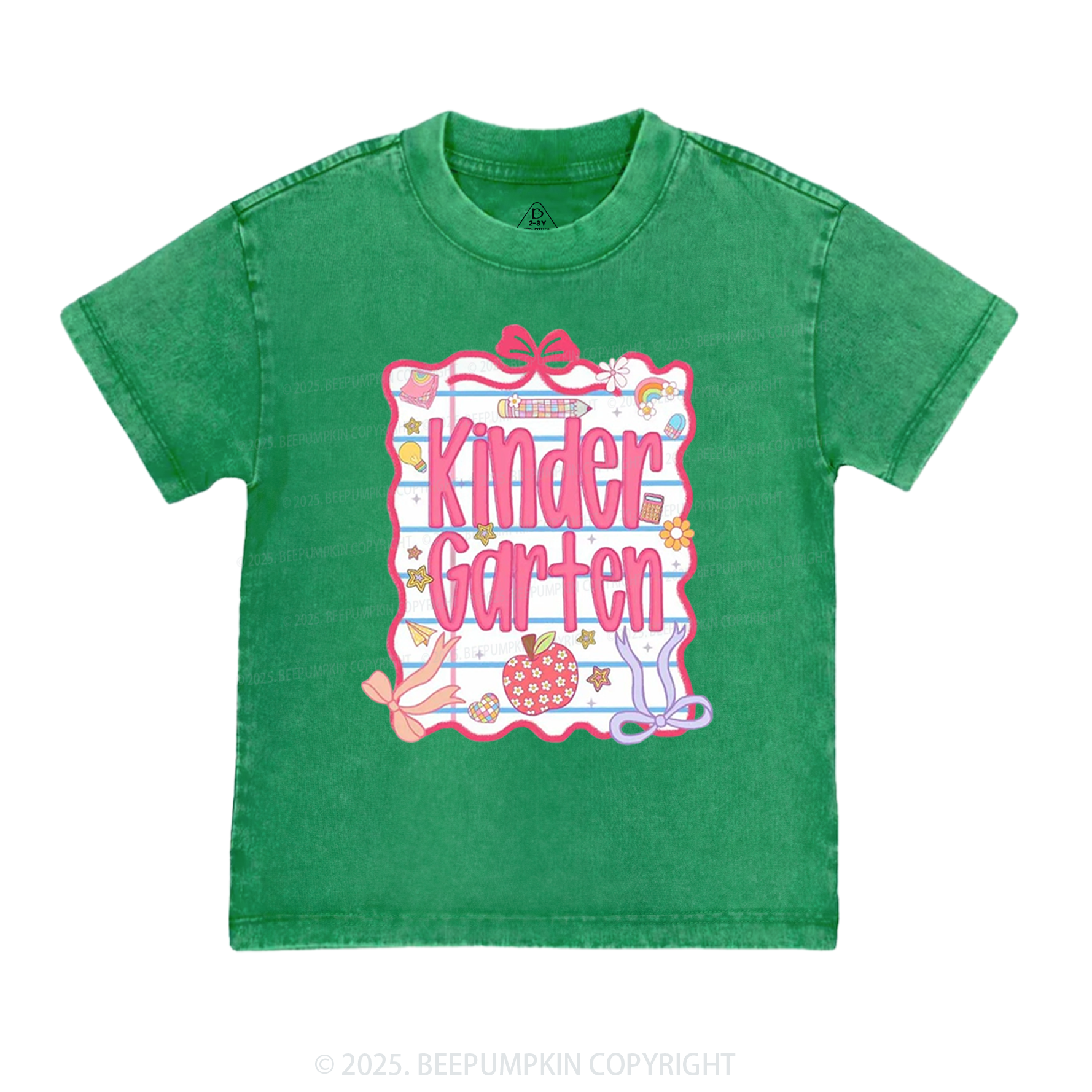 Personalized Pink Bow Grade Toddler&Kids Washed Tees