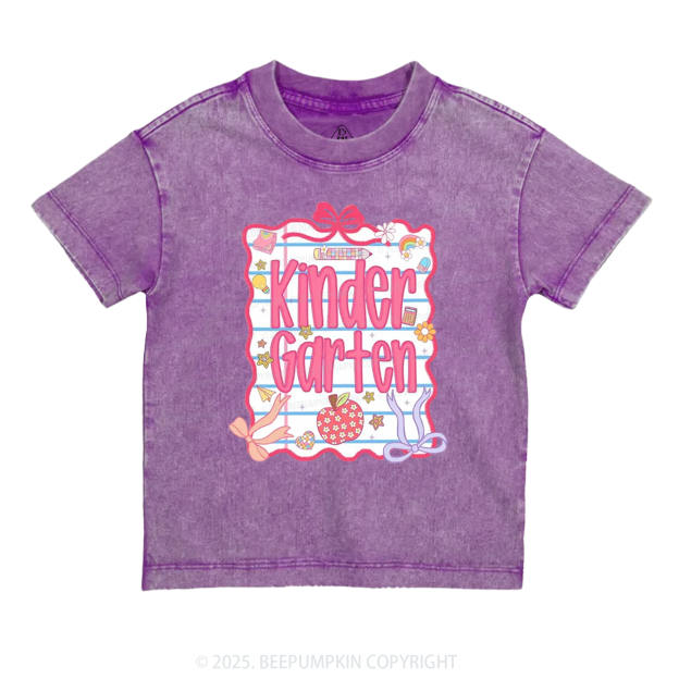 Personalized Pink Bow Grade Toddler&Kids Washed Tees