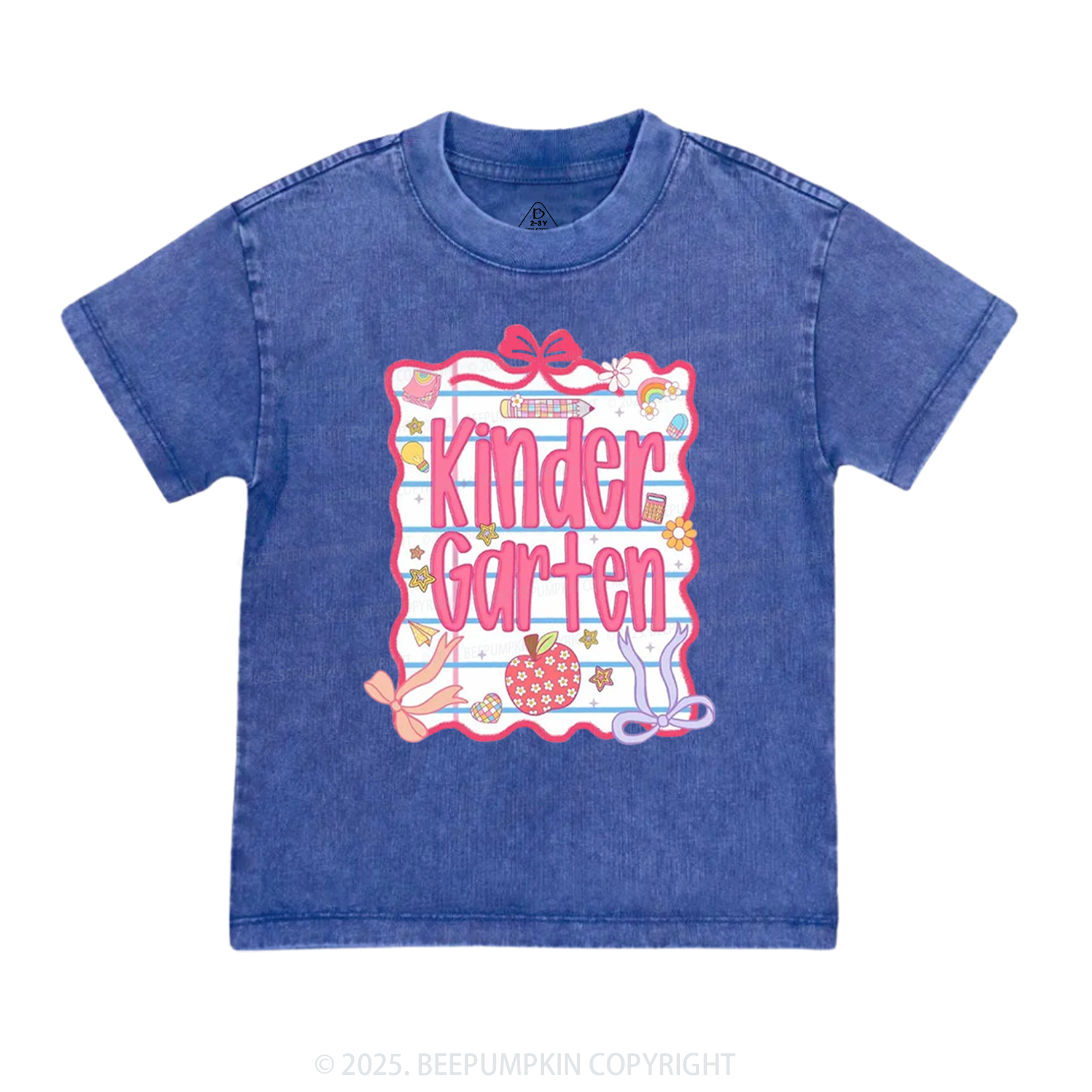 Personalized Pink Bow Grade Toddler&Kids Washed Tees