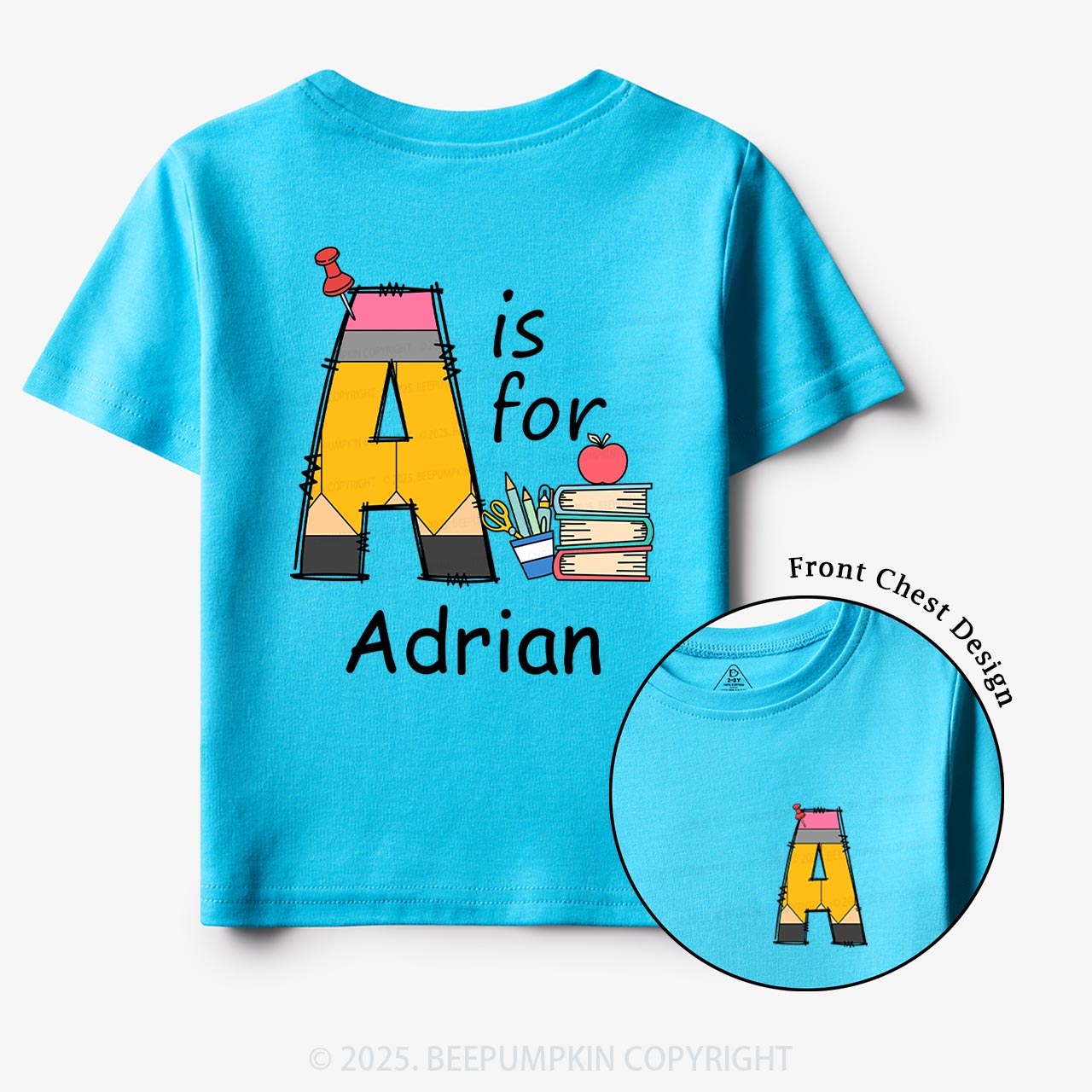 Personalized Alphabet Pencil Name Toddler&Kid's Tees Beepumpkin