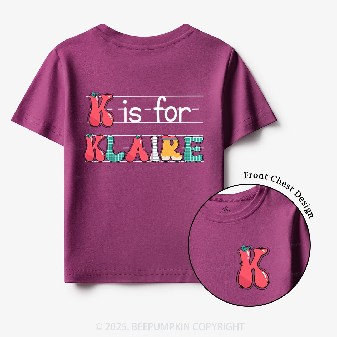 Personalized Kids Name Back To School Toddler&Kid's Tees Beepumpkin