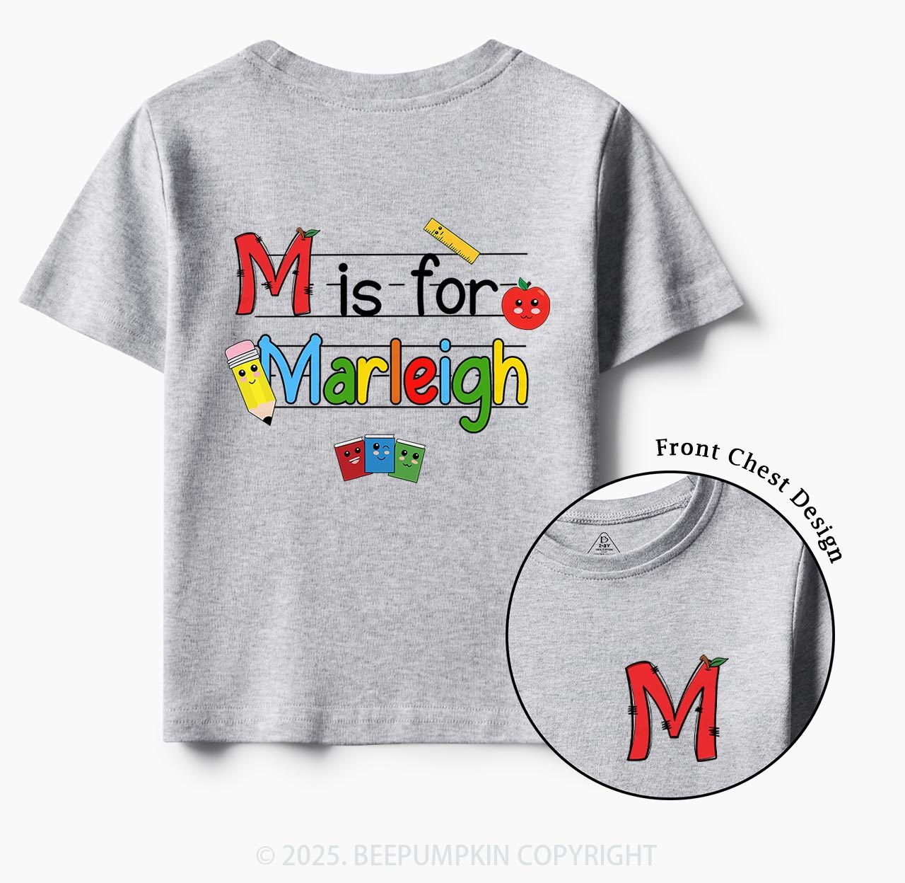 Personalized Kids Color Name Back To School Toddler&Kid's Tees Beepumpkin