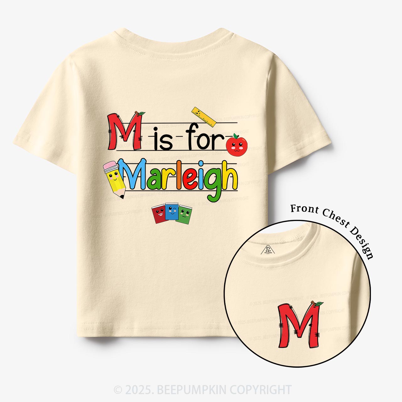 Personalized Kids Color Name Back To School Toddler&Kid's Tees Beepumpkin
