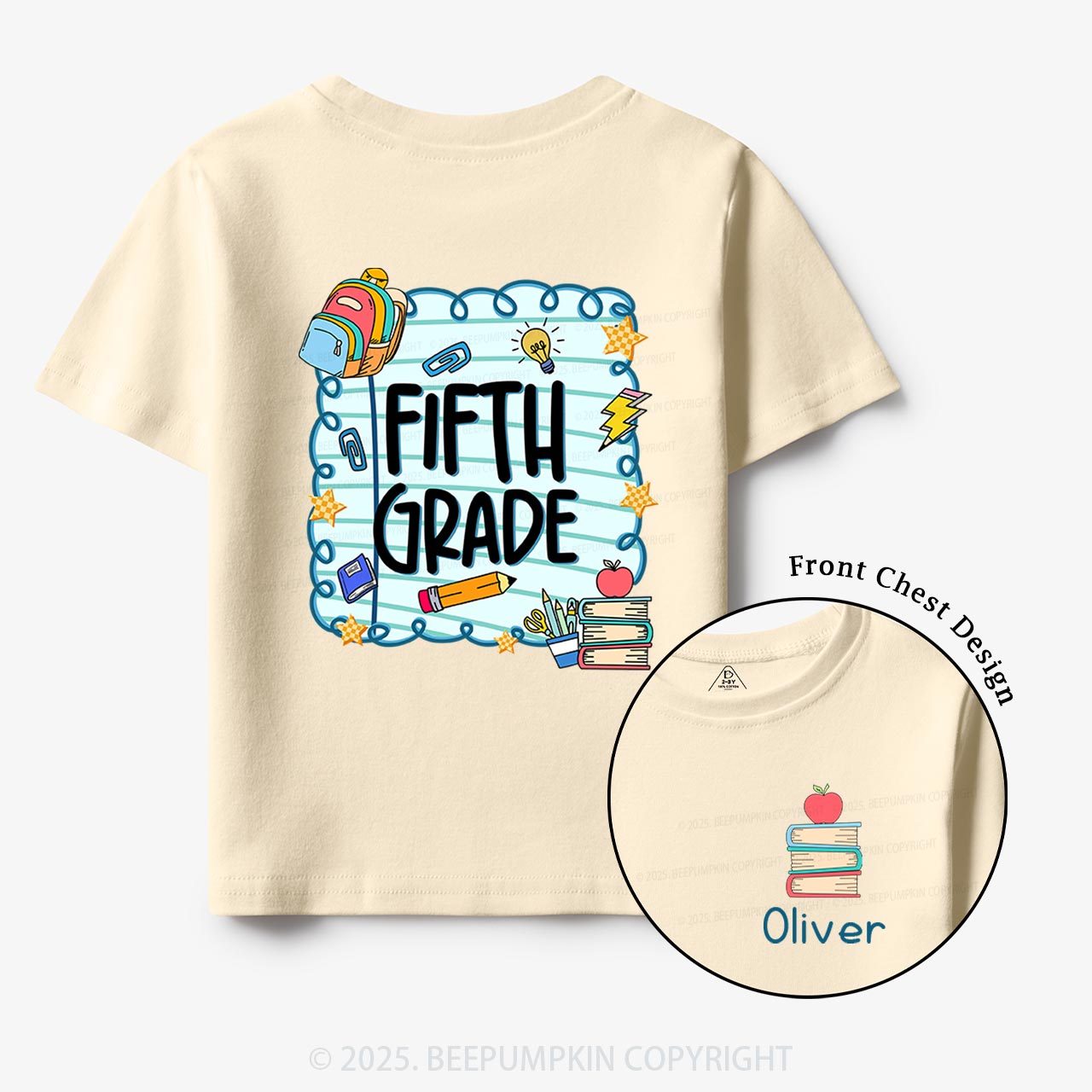Personalized Apple Book Learning Toddler&Kid's Tees Beepumpkin