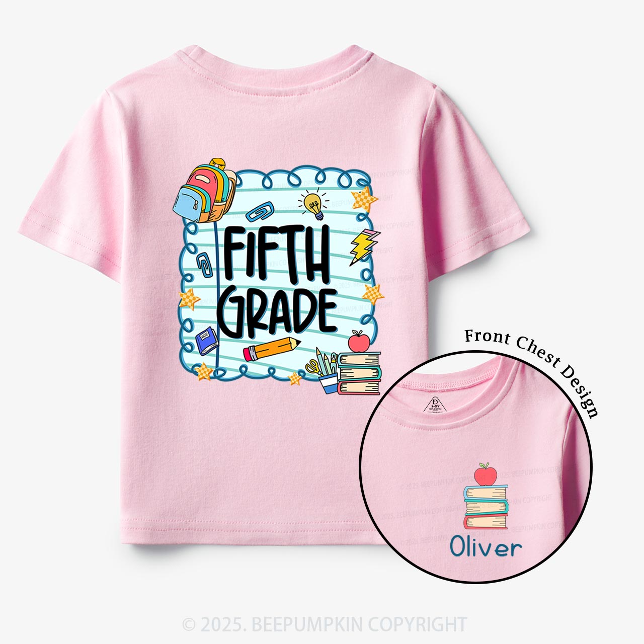Personalized Apple Book Learning Toddler&Kid's Tees Beepumpkin