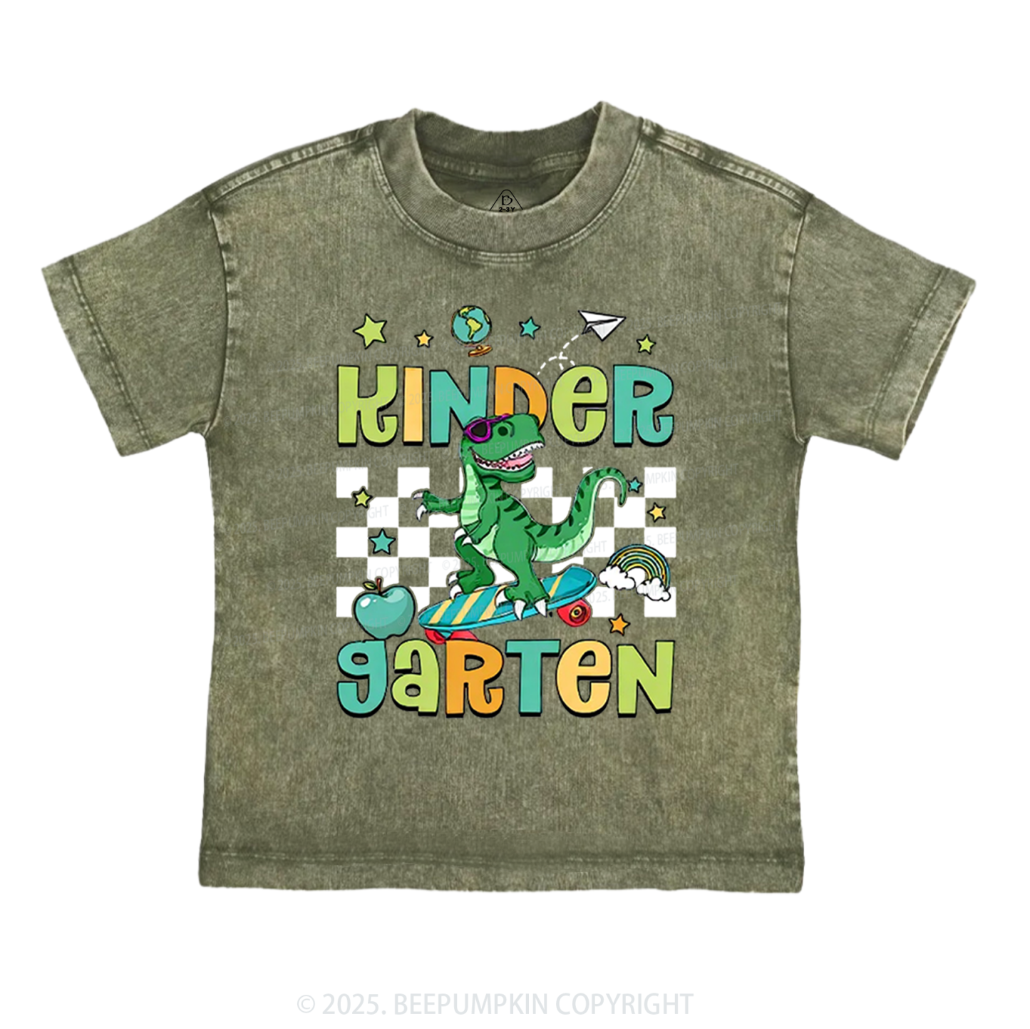 Personalized T-Rex For Boy Toddler&Kids Washed Tees