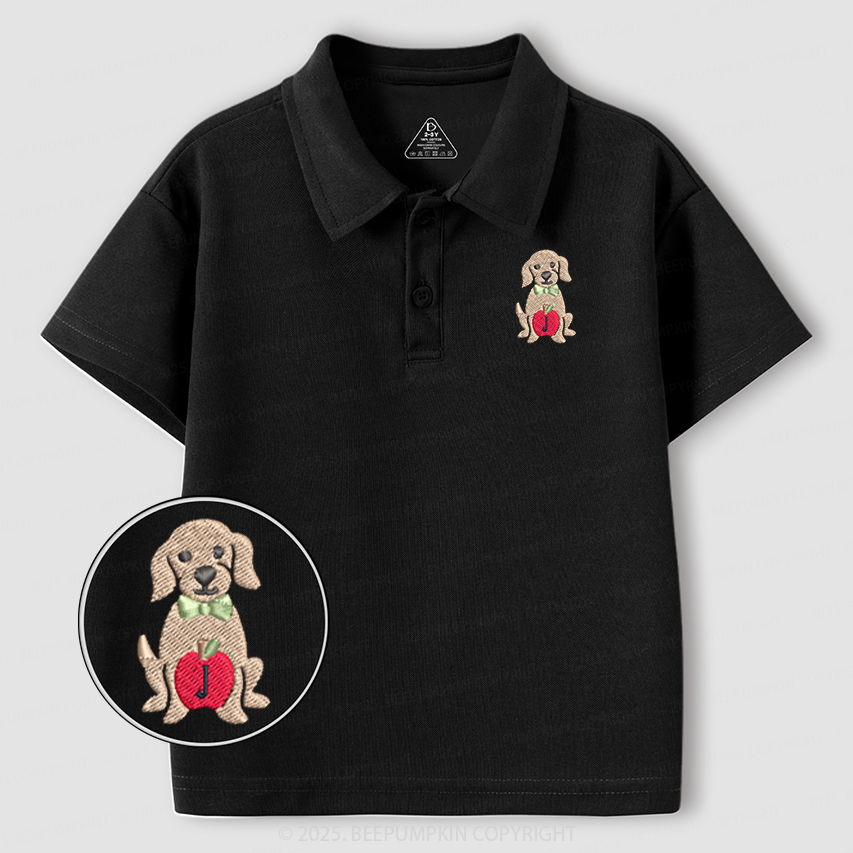 Embroidery Personalized Back To School Dog Toddler&Kid's Polo Shirt Beepumpkin
