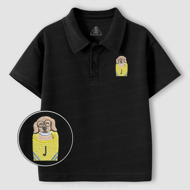 Embroidery Personalized Back To School Puppy Toddler&Kid's Polo Shirt Beepumpkin