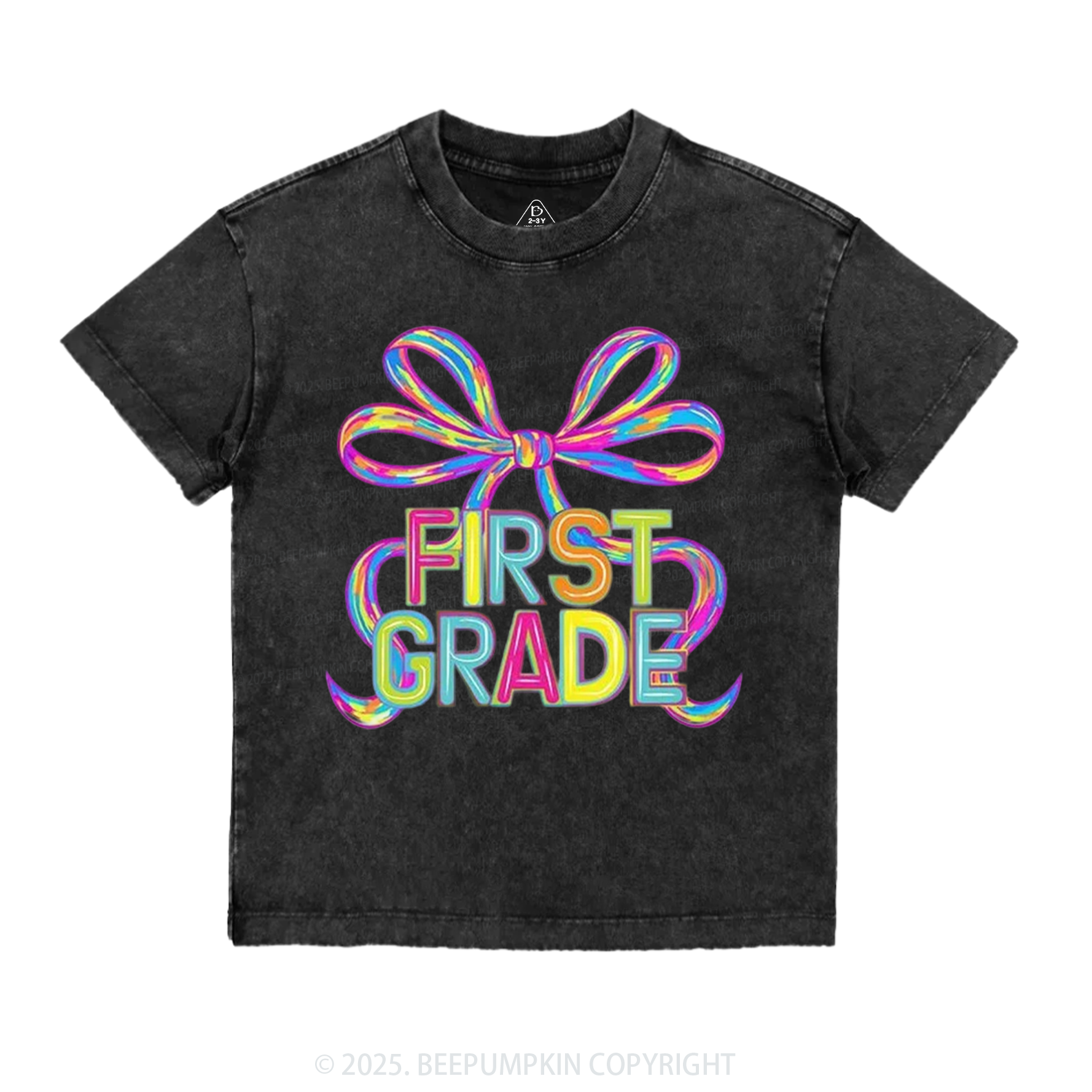 Personalized Rainbow Ribbons Grade Toddler&Kids Washed Tees