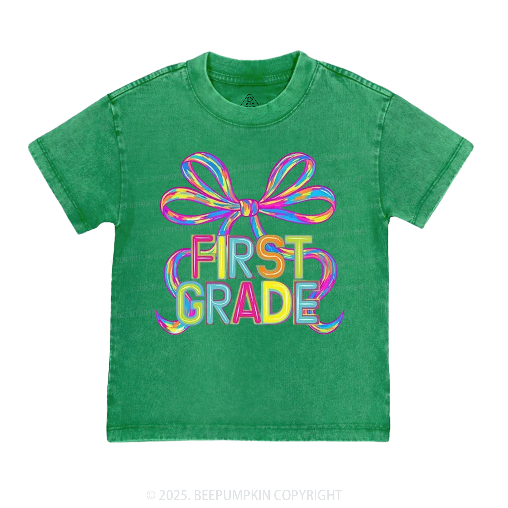 Personalized Rainbow Ribbons Grade Toddler&Kids Washed Tees